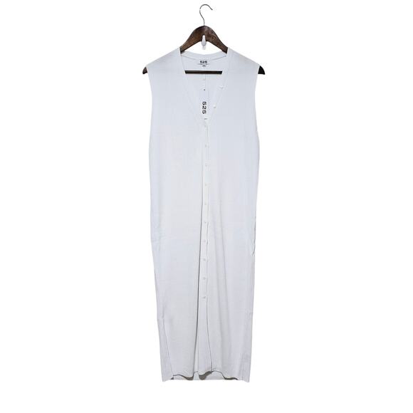 525 America Maxi Ribbed Button-down Dress Women's Size L Bleach White Bodycon - Picture 1 of 8